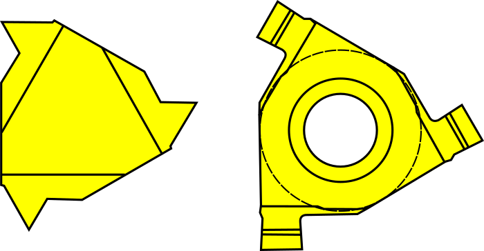 Three-edged thread / grooving cutter body